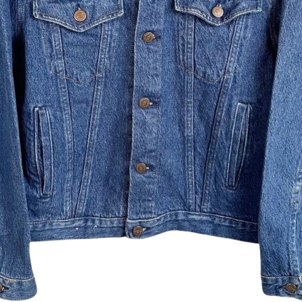 Y2K Vintage  Denim Trucker Jacket S Blue Hand Painted USA - Picture 5 of 10